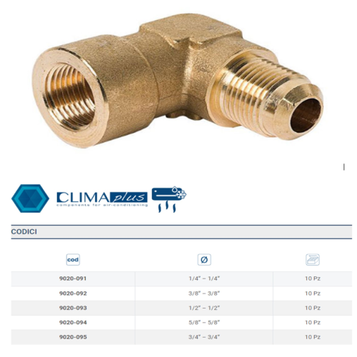 Raccordo a stringere giunto a gomito mf impianti refrigerazione e condizionamento