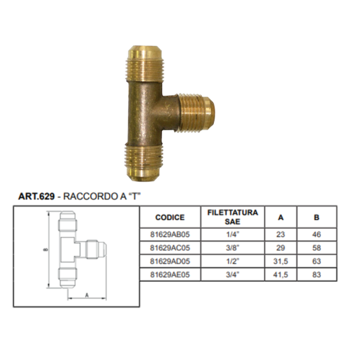 Raccordo a t raccorderia a stringere impianti condizionamento e refrigerazione